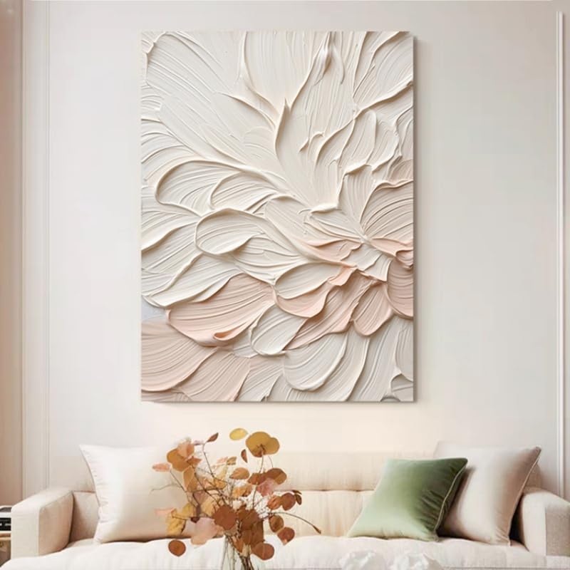 Peinture à l'huile de pétales de fleurs faite main sur toile pour un salon chic