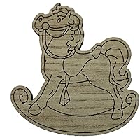 Imán personalizado de madera con forma de caballo mecedora, para