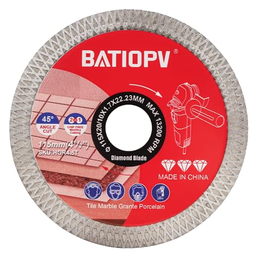 BATIOPV Diamanttrennscheibe 115mm diamantscheibe Fliesenscheibe Extra Dünne zum Schneiden und Schleifen (2-in-1) Fliese Feinsteinzeug Granit Marmor (115 x 22,23mm)