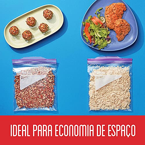 Ziploc Saco Hermético Organizador de Geladeira para Alimentos, Tamanho Grande 26,8 cm x 27,3 cm, com