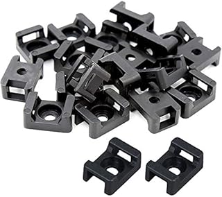 100 Pcs Black Cable Tie Base Saddle Type Mount Wire Holder - Nylon 4.9 mm Hole Width Cable Ties