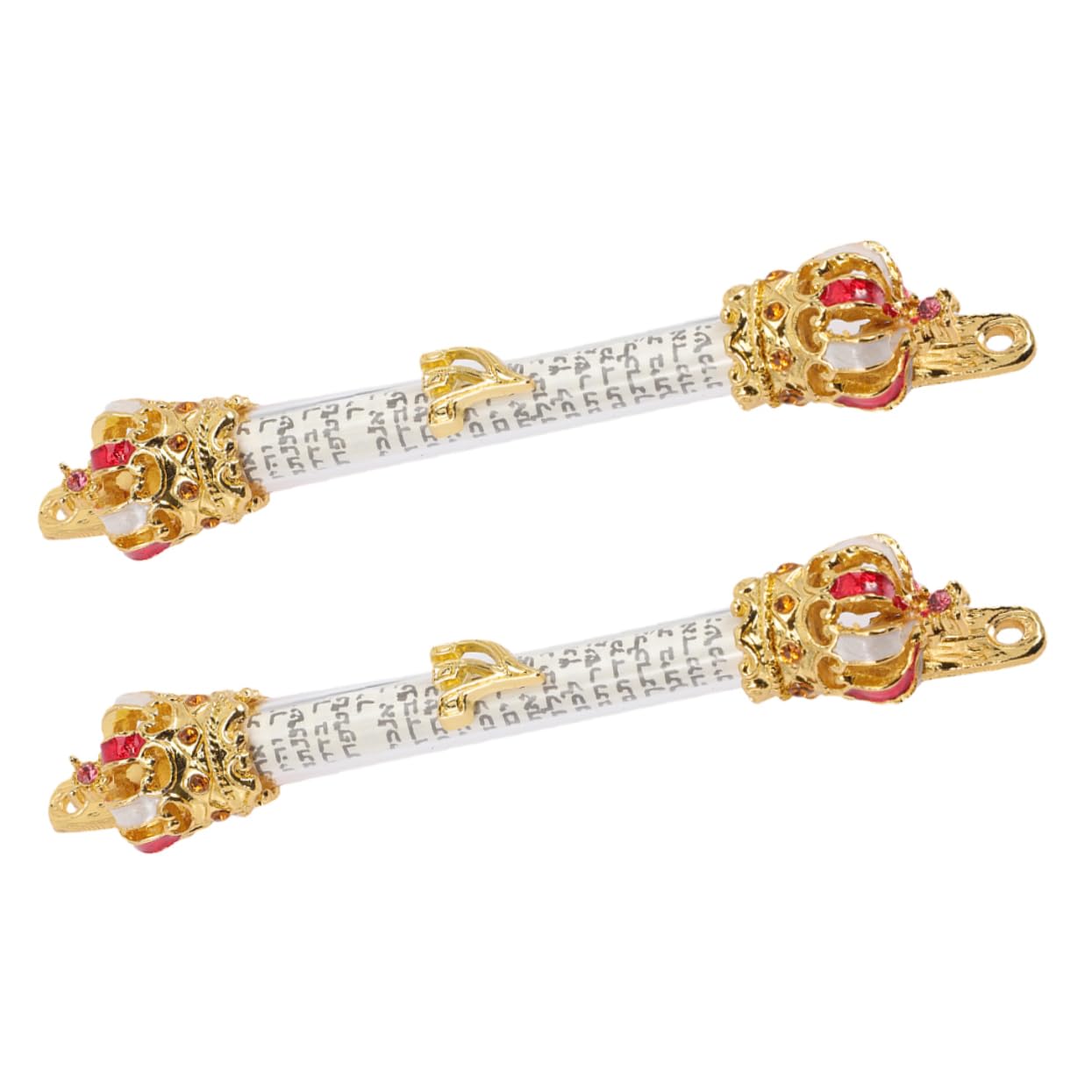 Happyyami 2pcs Metal Mezuzahs with Hebrew and English Blessings Crown Design for Jewish Mitzvah Housewarming and Religious Festivals Elegant Religious Home Decor