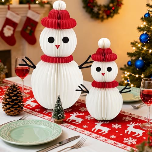Meiduo Snowman Decor, 2 Pcs Honeycomb Paper Christmas Table Centerpieces - image 3