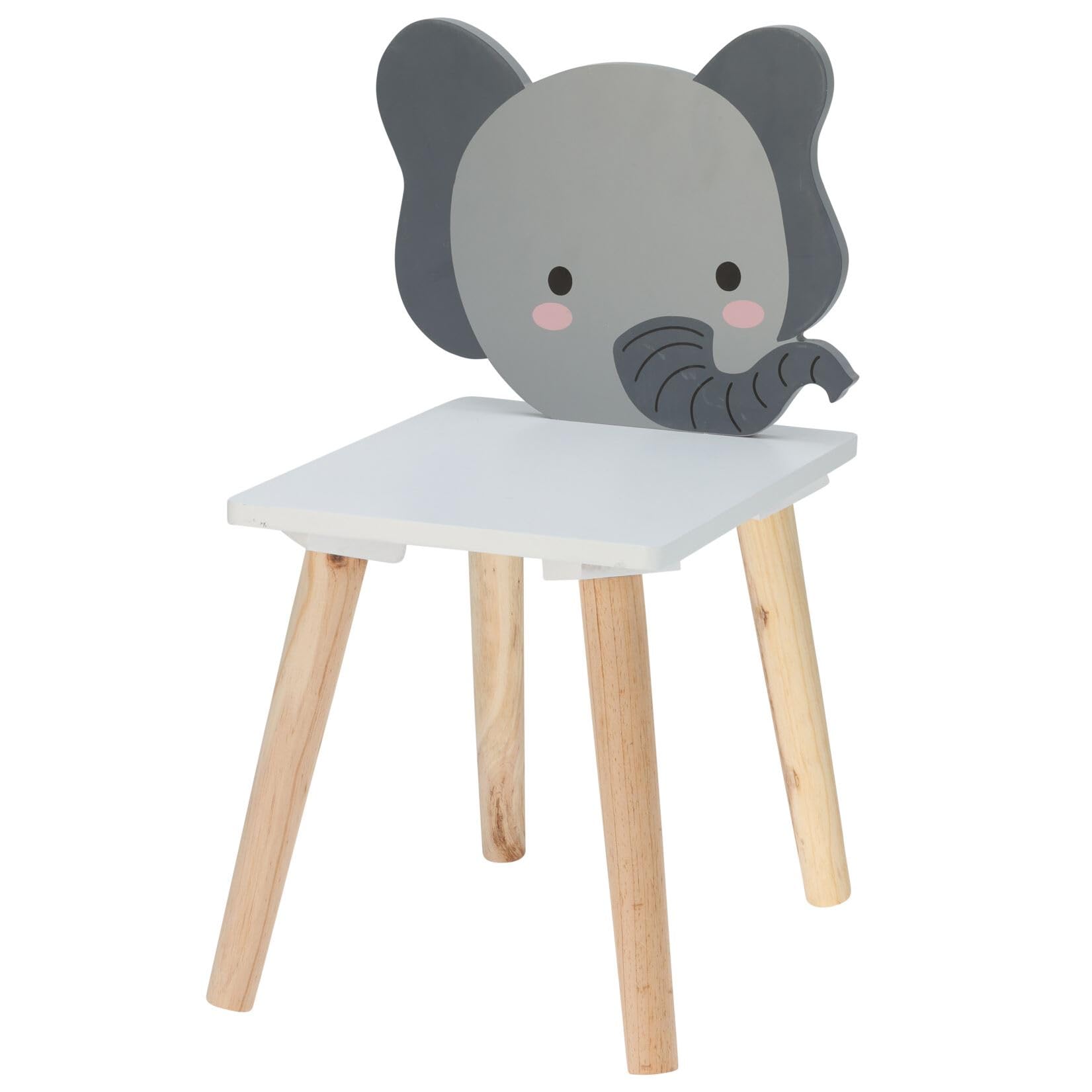 Carousel Home Children’s Wooden Elephant Chair | Small Square Wooden Animal Stool for Kids | Childs Bedroom Nursery Furniture - 24x29.5x52cm
