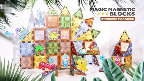 Image of Happy Hues Light Magnetic Tiles- Building Blocks for Kids 3D STEAM Educational Toys, Magnetic Marble Run /Toys for Kids Age 3 +Year Old Boys Girls Creative Gift (98 Pcs Magnetic Tiles)