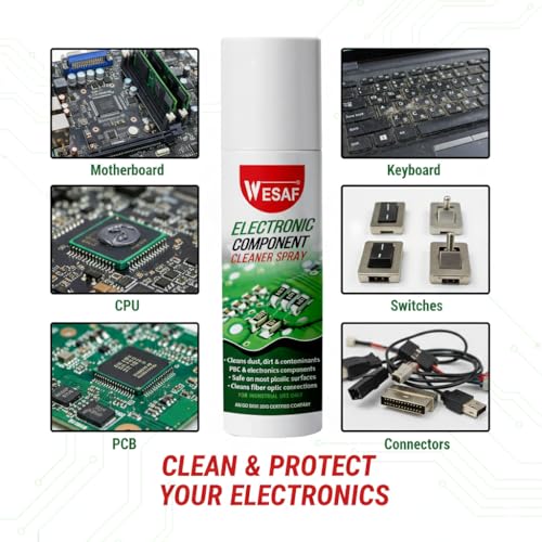 Image of Wesaf Contact Cleaner Spray 500ml | PCB Cleaning Spray | Electronic Components Cleaner for Circuit Board, Switches, Keyboard & CPU, Non-Flammable Residue Remover, Fast Evaporating-Grade 2003