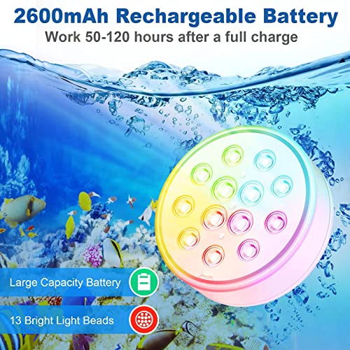 Xiilsie Submersible Led Lights, 2023 Upgraded Rechargeable Pool Lights With Remote, Waterproof 16 Colors 2600Mah Battery Underwater Hot Tub Lights Bathtub For Inground Pool Pond Aquarium Party Vase #TOP1