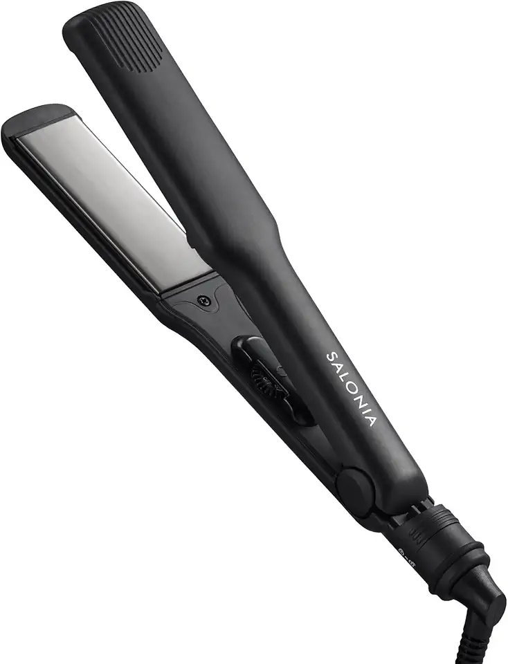 SALONIA サロニア ストレートアイロン ヘアアイロン 35mm 耐熱ポーチ付 海外対応 SL-004 ブラック