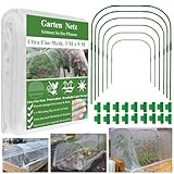 WYRJXYB Pflanztunnel Bögen Kit,3X9M Gartennetz,6 Sets 84x102cm Rostfreier Stahl Tunnelbögen mit 18 Clips,Folientunnel Pflanz Tunnel für Netz Pflanz Abdeckung Hochbeet, Gemüsenetz,Obst