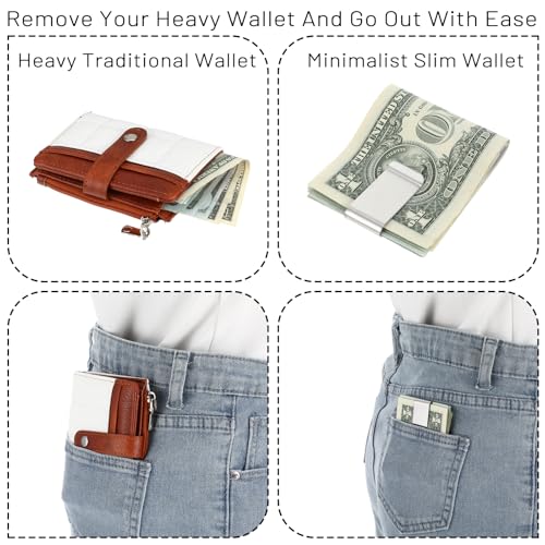 Small Men's Slim Money Clip Stainless Steel Money Clip Metal Credit Business Card Holder 10PCS Wallets Clips Pocket Cash Wallet for Cash and Credit Card Minimalist Front Pocket Wallet Clips3