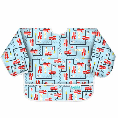 Bumkins Baby Toddler Bib, Waterproof Sleeved Bib, Fire Engine (624