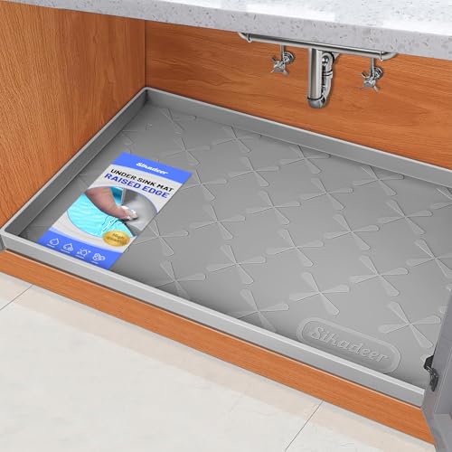 Comparison: Best Silicone For Sinks 2 SIKADEER 34" x 22" Under Sink Mat Waterproof, Silicone Mat Kitchen Drawer Shelf and Cabinet Liner, Sink Protector for Kitchen Organizers and Storage, Boot Tray Pet Food Mats