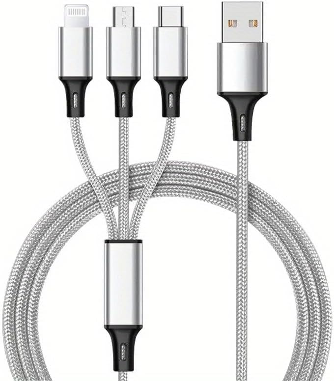 Cable de carga USB 3 en 1 para iPhone, tipo C y micro USB, compatible con teléfonos iPhone 14/13/12/Pro Max/Xs, Samsung, Xiaomi Redmi, OnePlus y más