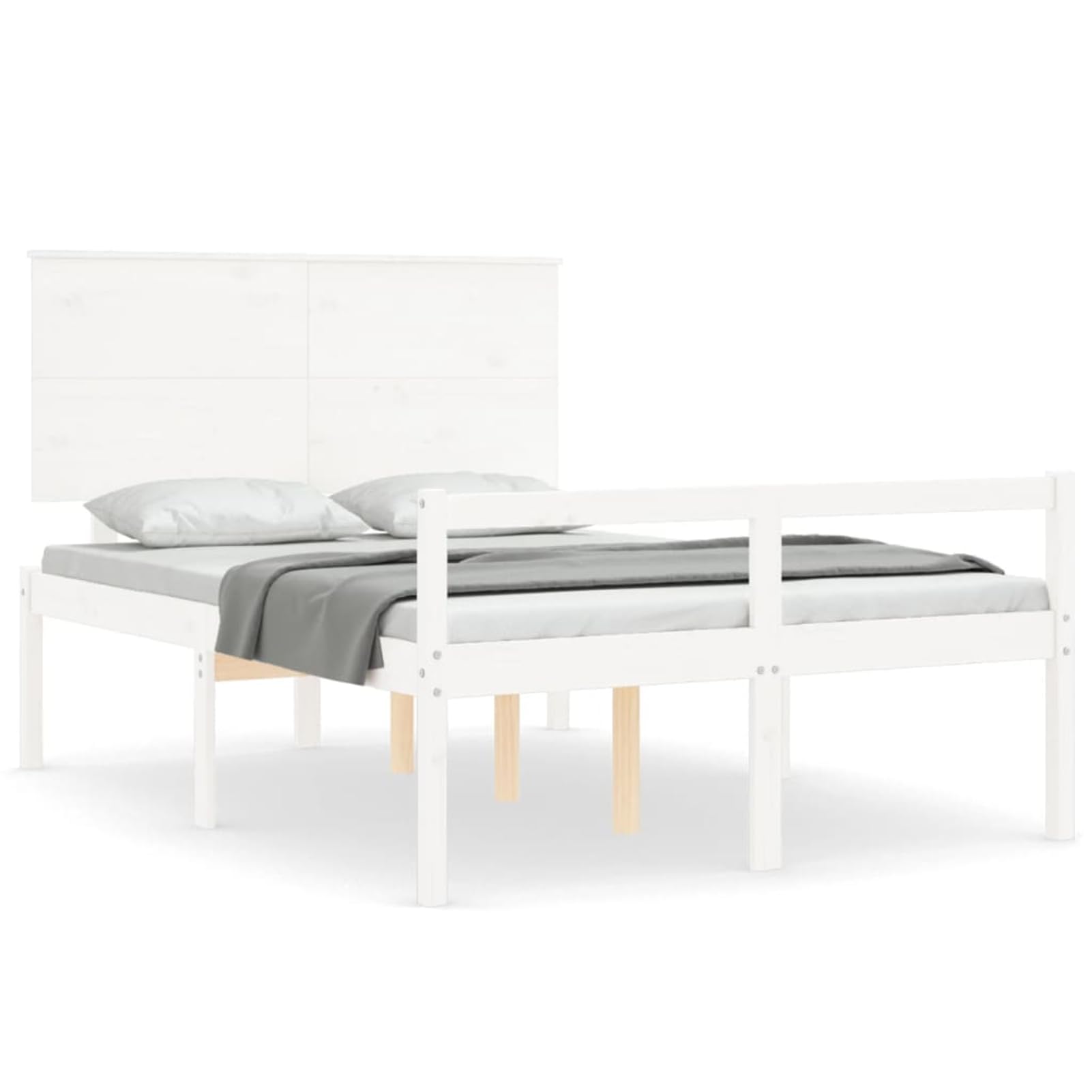 Massives Kiefernholzbett 120x190cm mit Stauraum, 45cm Bodenhöhe - Seniorengerecht Model3195452