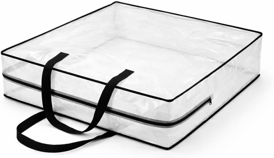 95L Clear Under Bed Storage Bag, Extra Large Blanket and Clothes Organizer with Handles, Foldable Bedding Storage for Comforters, Linens, Seasonal Items, 26 x 26 x 8.7 in, 1 Pack