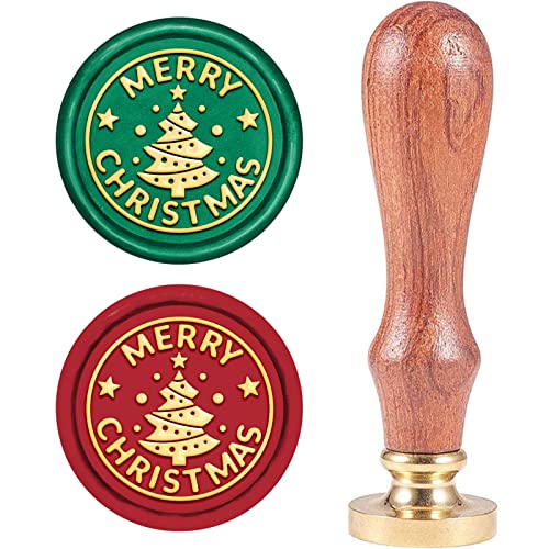 CRASPIRE シーリングスタンプ クリスマス ワックスシールスタンプ 25mm シーリングワックス スタンプ 真鍮ヘッド 木製ハンドル 封印 取り外し可能 封蝋 レター 結婚式 招待状 メッセージカード 手紙 初心者