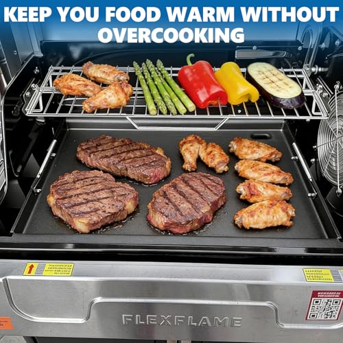 Image of SafBbcue Griddle Warming Rack for Ninja PG300 Series, Adjustable Expandable Roast & Smoke Durable Stainless Steel Rack for Ninja FlexFlame Grill Accessories, XSKFLDINDRCTRK