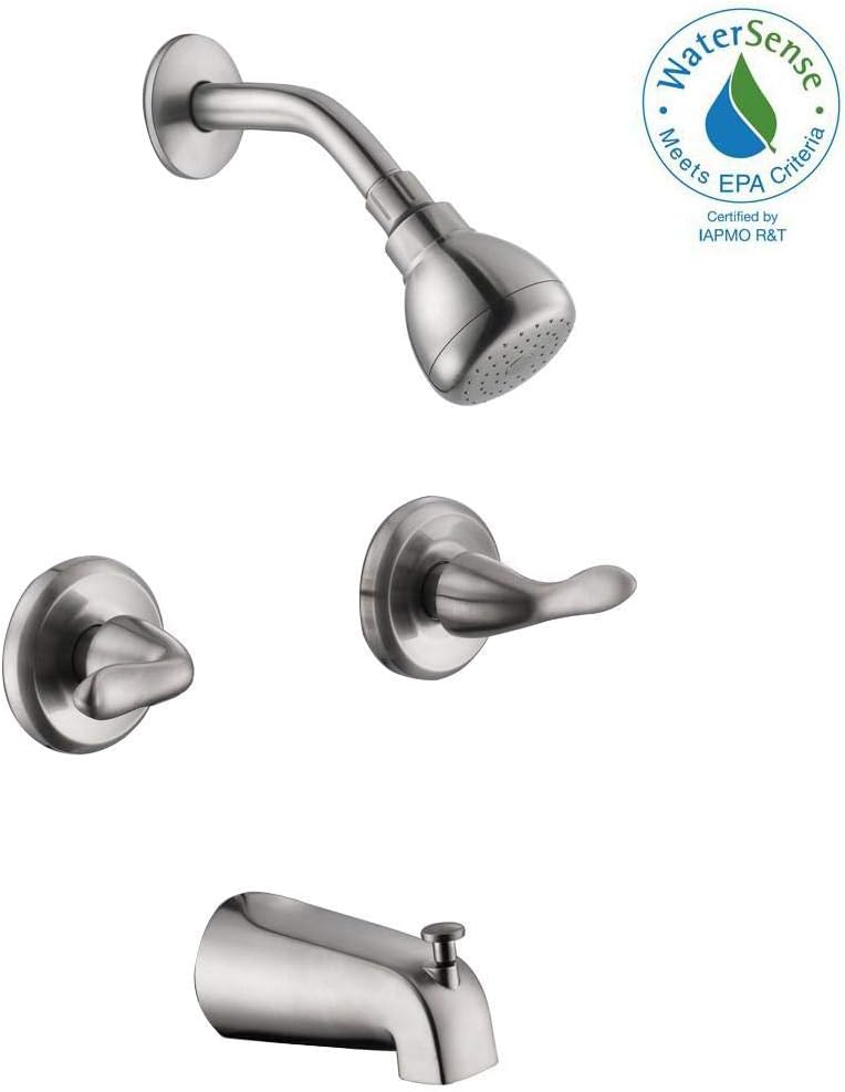 Glacier Bay Constructor 2-Handle 1-Spray Tub and Shower Faucet in Brushed Nickel (Valve Included)