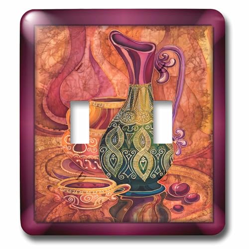 Interruptor doble decorado tazas y barcos 3dRose Lsp_53090_2 placa 2