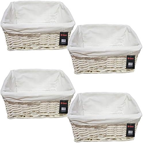 SMALL White Wicker Willow Storage Basket with Cloth Lining Ideal for Christmas / Easter / Newborn Gift Hamper, Make Your Own Hamper