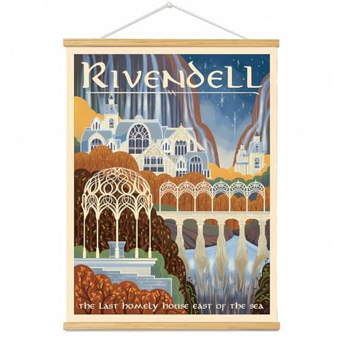 Image of Meksular Middle Earth Landscape Wall Art Prints Canvas PaintingFantasy Posters, Wall Pictures, For Travel Gift, Canvas Art with Frames, For Office Home Decor Bedroom Living Room Decor.（16L x 12W）