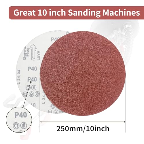 Image of Senmai Tools 30 Pack 10 inch Sanding Discs, 10 inch Sanding Discs Hook-and-Loop(6 x 40 60 80 120 180 grit). for Round Polishers Sanding,polishing Metal and Wood