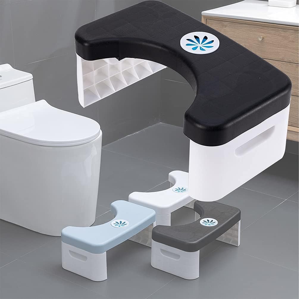 Folding Toilet Stool, Potty Step Stool with Fragrance Position, Bathroom, Foldable Poop Stool Poop Stool | Bathroom Accessories for All Ages | Sitting Posture Foot Stool, Black : Health & Household