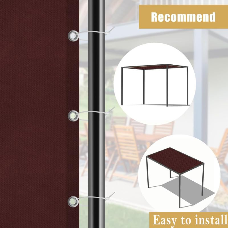 Image of MetDeals HDPE Knitted Balcony Sun Shade Sail Canopy Cover for Outdoor, Garden & Terrace|UV & Sun Protection with Rustproof Eyelet & Cable Tie for Easy Installation(Burgundy, 9.5x24 Ft)(Pc 1)