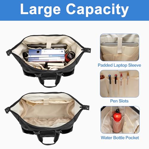 Damero Teacher Tote Bag with Laptop Compartment, Teacher Work Bag with Side Fasten Snaps for Women and Teaching Supplies3