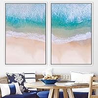 2 Piece Framed Canvas Wall Art Coastal Beach Canvas Prints Home Artwork Decoration for Living Room,Bedroom - 16