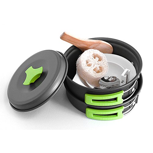 Honest Portable Camping cookware Mess kit Folding Cookset for Hiking Backpacking 10 Piece Lightweight Durable Pot Pan Bowls Spork with Nylon Bag Outdoor Cook Equipment - Thumbnail 6