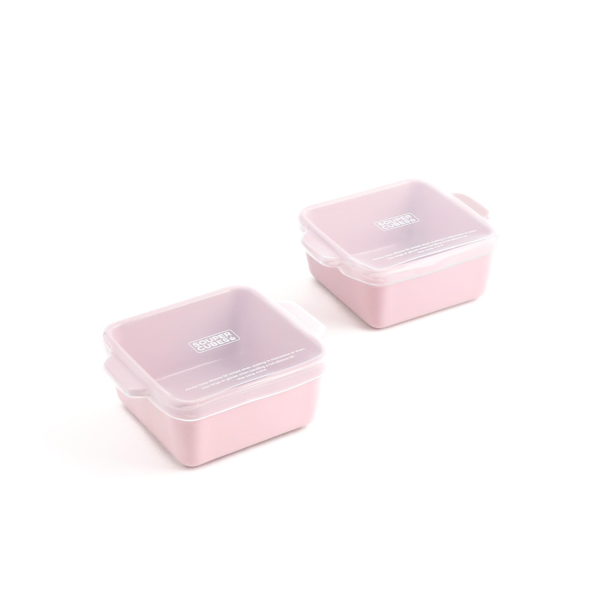 Souper Cubes 5x5" Ceramic Baking Dishes with Lids, Cotton Candy, 2-Pack
