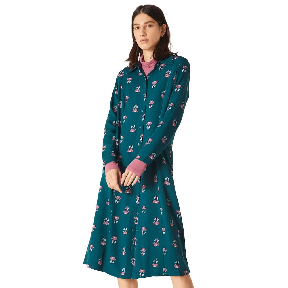 Compañía FantasticaCompañía Fantástica Midi Teal Smock Daisy Long Sleeves and Belt Dress