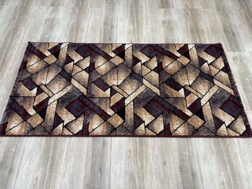 Image of Premium Runner Carpet, Vintage Medallion Pattern, Non Slip, Thick, Ideal for Bedroom, Living Room & Entryway, 3x5 Feet Maroon Beige Color