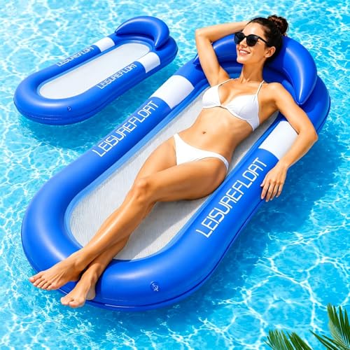 Flottant Hamac Gonflable,Hamac Gonflable avec Filet,150 × 78 cm Matelas Pneumatique Flottant,lit d'eau Flottant pour Piscine, Plage pour Adultes,pour Plage