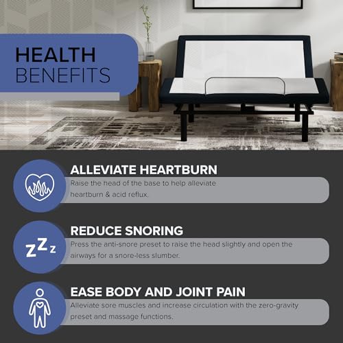 Image of Blissful Nights e4 King Adjustable Bed Frame with Massage, Anti-Snore, Zero Gravity, USB Charging, Under Bed Lights, Wireless Remote Head and Foot Incline