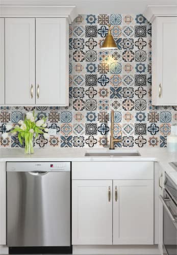 Secoctsr 15.7"X236" Bohemia Contact Paper Self Adhesive Peel And Stick Wallpaper Removable Tile Pattern Waterproof For Kitchen Backsplash Wall Paper Cabinet Countertop Vinyl #TOP2