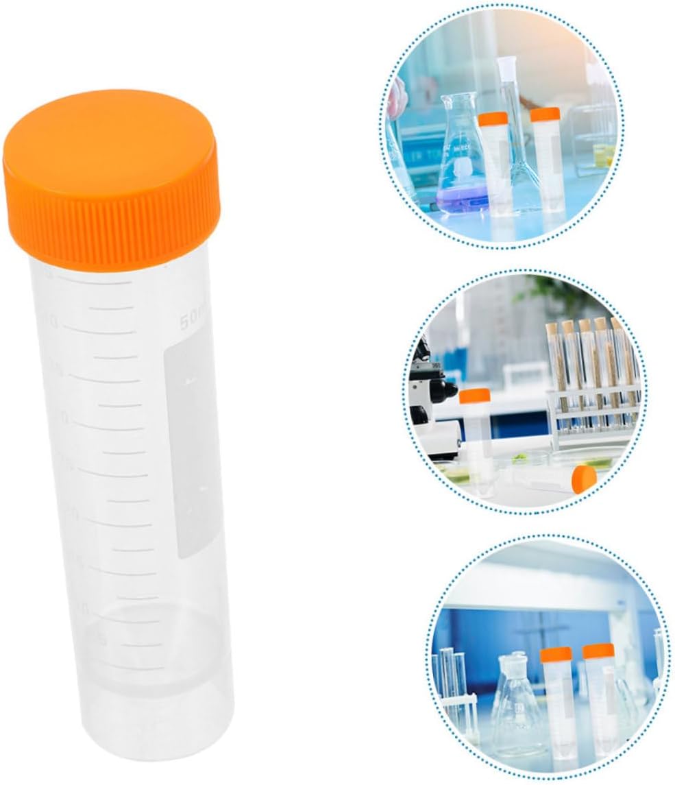 GARVALON 10pcs Laboratory Test Tubes Screw Caps Reliable Plastic Storage Tubes for Sample Preparation and Liquid Storage for Scientific Experiments and Lab Use