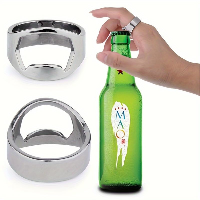 2pcs Stainless Steel Ring Bottle Opener, A Creative Ring Soda Beer Bottle Opener, A Portable Beverage Opening Tool - Durable And Easy to Use