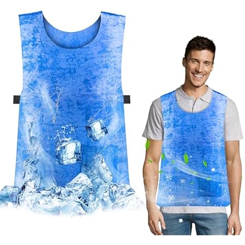 HYEIOL Cooling Ice Vest for Men Women Ice Cooling Vest PVA Water Activated Evaporative Cool Cold Vest for Hot Weather MS Work Adjustable Cool Vest for Avoid Hot Weather Heatstroke Cooler Vest Cover