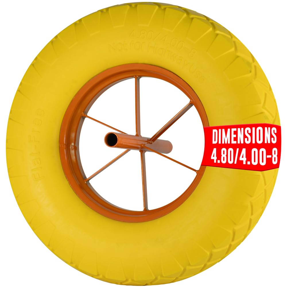Wheel for Anti-Puncture Wheelbarrow Ø390 x 80 mm, 4.80 4.00-8, Outer Axle 20 mm, Inner 17 mm - Solid Rubber Wheel