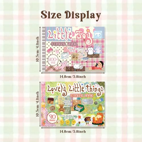 Image of Japanese Kawaii Sticker Book, 30 Sheets, 800 Pieces, INS Style Cute Cartoon Animals, Waterproof for Journaling, Scrapbooking, Planners (2 in 1)