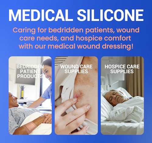 Image of Large Waterproof Bandages 3x3 Silicone Foam Dressing Sensitive Skin, 10 PCS | Bioemmalab Wound Dressing, Adhesive Cohesive Pad with Border, First Aid, Post Surgical and Trauma Care, Sore, Burn, Pressure