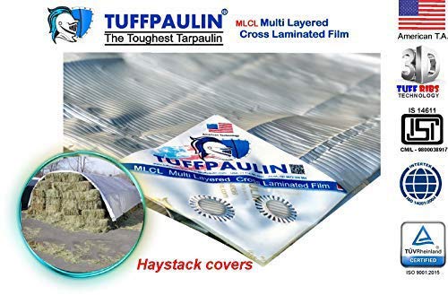 Image of TUFFPAULIN 18FT X 15FT 200 GSM Silver Super Heavy Duty Tarpaulin Tirpal Tadpatri Tharpai Thadika, Reinforced Eyelets, UV Resistant, Waterproof, 6 Layer MLCL 3D Rib Technology-1 No.
