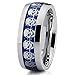 Men's Dome Stainless Steel Ring Skull Halloween Band Blue Carbon Fiber