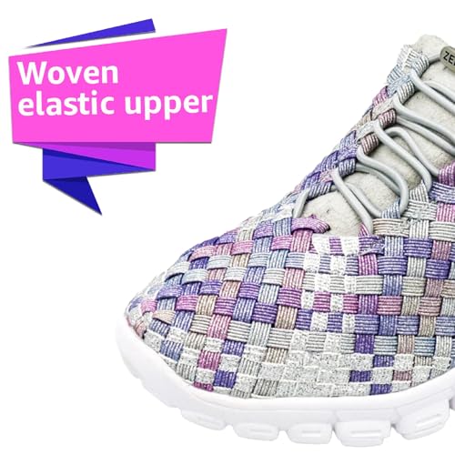 Image of Zee Alexis Women's Danielle Sneakers | Breathable Lightweight Flexible Casual Comfortable Slip-On No-Tie Elastic Laces Woven Shoes