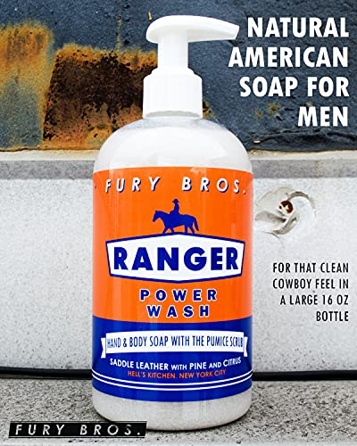 Fury Bros. Ranger Premium Hand & Body Power Wash From Saddle Leather, Pine, And Citrus | All Natural, Vegan Friendly With Pumice Scrub | Made In The Usa | 16 Oz #TOP3