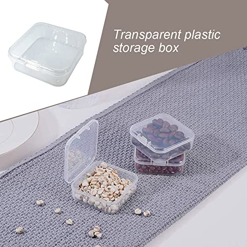 Image of 12 Pack Mini Beads Plastic Storage Container Box Case with Flip-Up Lid Small Clear Square Box for Collecting Small Items Jewelry Crafts Game Pieces(2.2 * 2.2 * 0.8in)