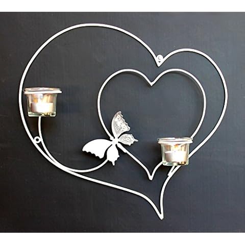DanDiBo White Heart Wall Candle Holder Cover