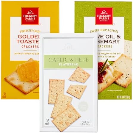 Hickory Farms Gourmet Cracker Variety - 3 Pack | Charcuterie Board | Artisan | Golden Toasted, Olive Oil and Rosemary